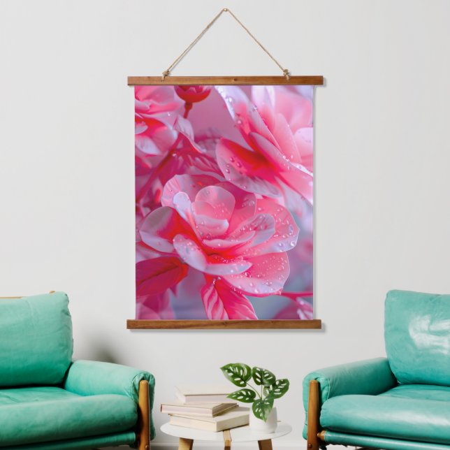 Raindrop Blush Pink Blossom Hanging Tapestry (Living Room)