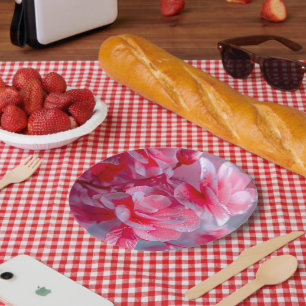 Raindrop Blush Pink Blossom Paper Plate