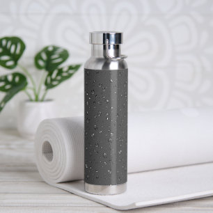 Raindrop Design On Grey Water Bottle