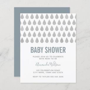 Raindrop Dusty Blue Grey Watercolor Baby Shower In