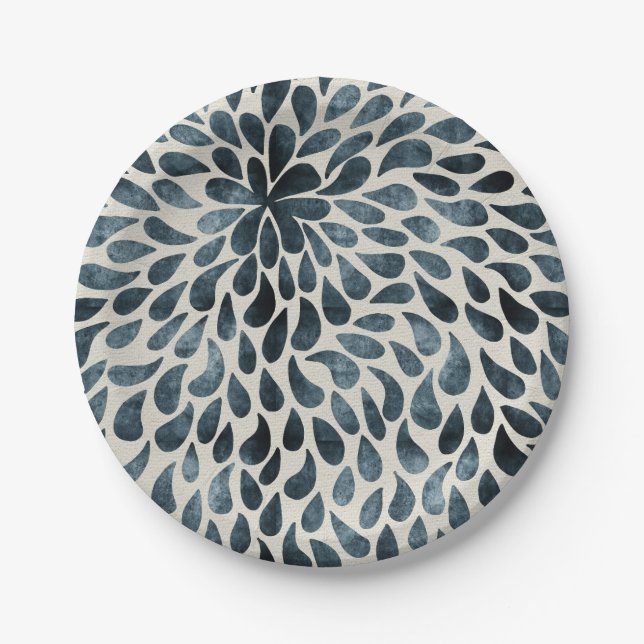 Raindrop Fractal Patterns in Nature Rain Art Patte Paper Plate (Front)