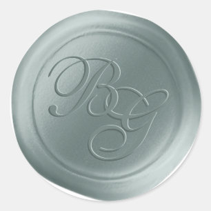 Raindrop Green Double Monogram Wax Seal Stickers