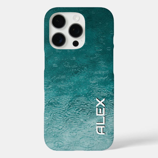 Raindrop on Teal Ocean – Water Texture Pattern Case-Mate iPhone Case (Back)