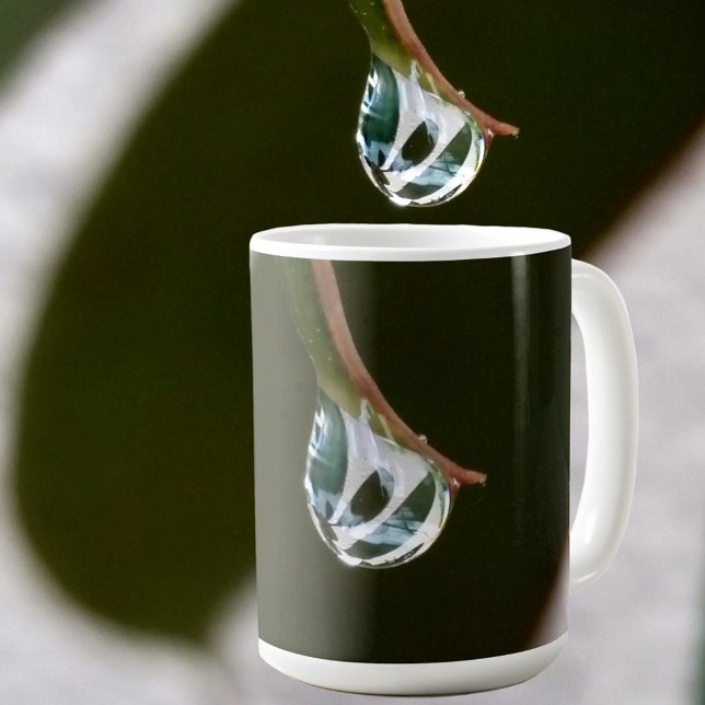 Raindrop on Tip of Leaf with Monogram Photographic Coffee Mug (Creator Uploaded)