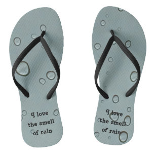 Raindrop Pattern Love Smell of Rain Water Droplet Flip Flops