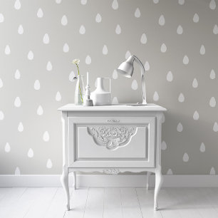 Raindrop Pattern Sage Green Wallpaper for Nursery