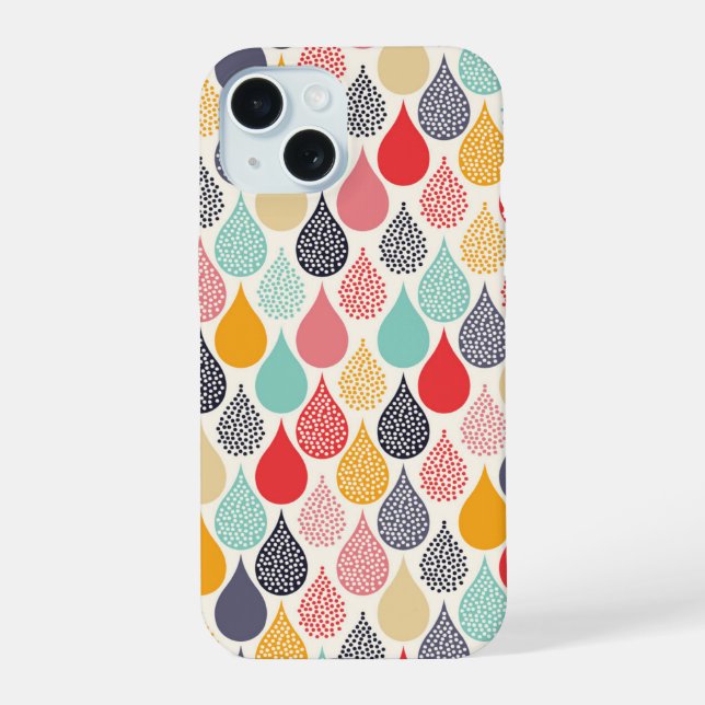 Raindrop Pop Art Dot Pattern iPhone 15 Case (Back)