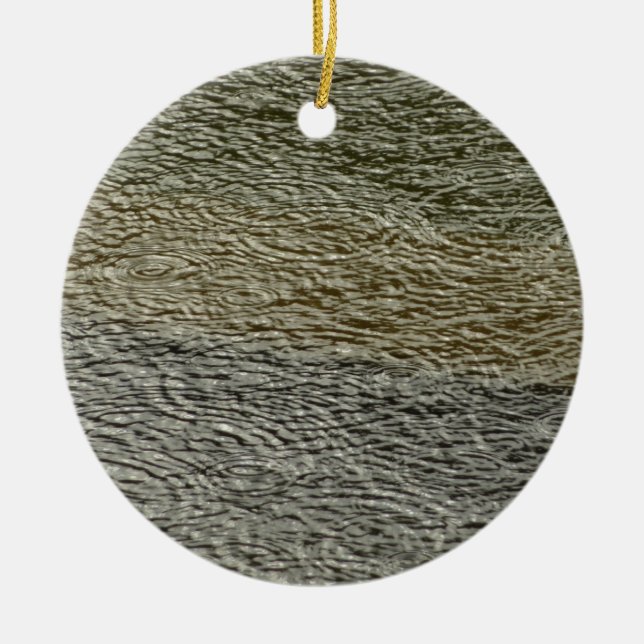 Raindrop Ripples Abstract Nature Photography Ceramic Tree Decoration (Front)