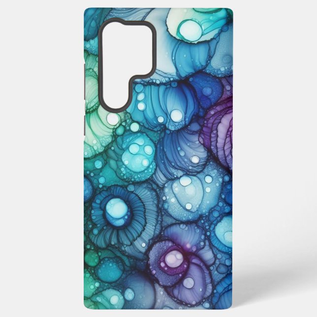 Raindrops Alcohol Ink Samsung Galaxy S22 Ultra Case (Back)