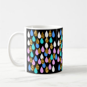Raindrops and Gold Glitter Coffee Mug