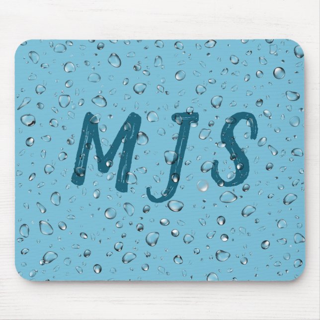 Raindrops And Monogram Mouse Mat (Front)