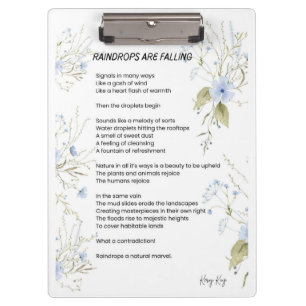 Raindrops are falling poem poetry clipboard