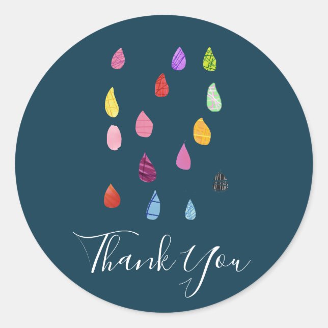 Raindrops art collage cute collage boho classic round sticker (Front)