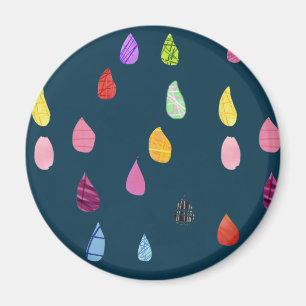 Raindrops art collage cute collage boho magnet