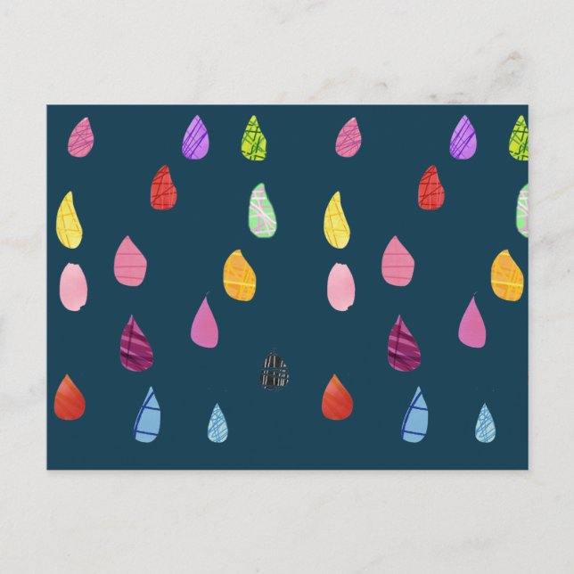 Raindrops art collage cute collage boho postcard (Front)