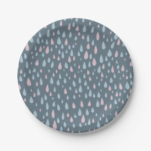 Raindrops Baby Shower Paper Plate
