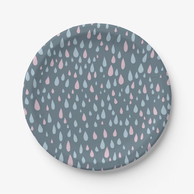 Raindrops Baby Shower  Paper Plate (Front)