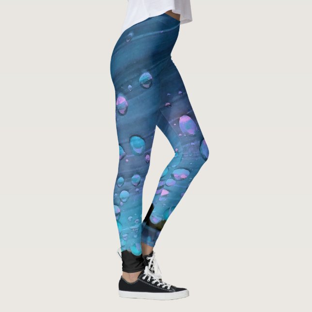 Raindrops Closeup, Spacey Blues 2 Leggings (Right)