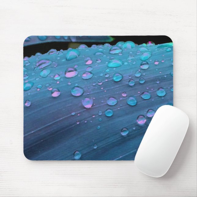 Raindrops Closeup, Spacey Blues Mouse Mat (With Mouse)