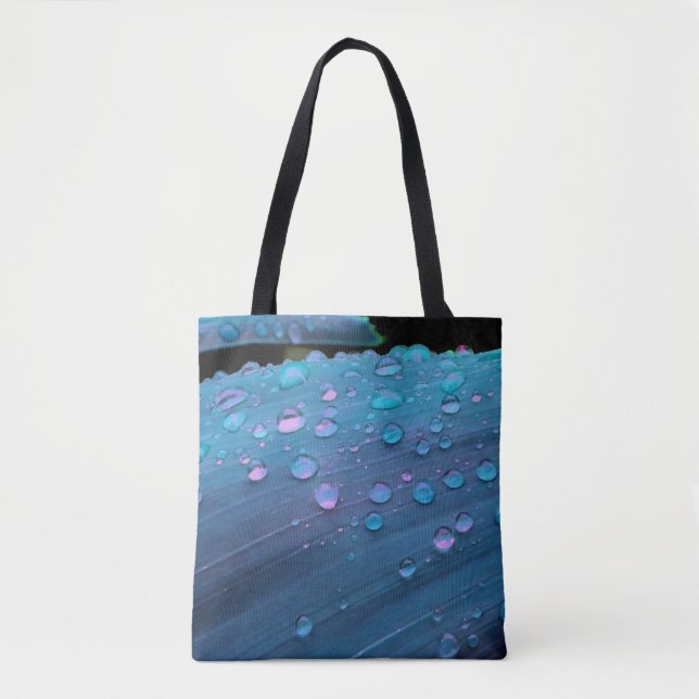 Raindrops Closeup, Spacey Blues Tote Bag (Front)