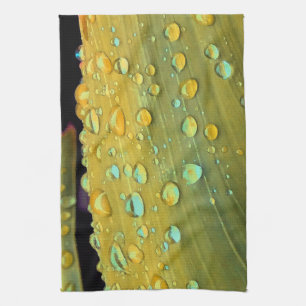 Raindrops Closeup, Spacey Mustard Yellow Tea Towel