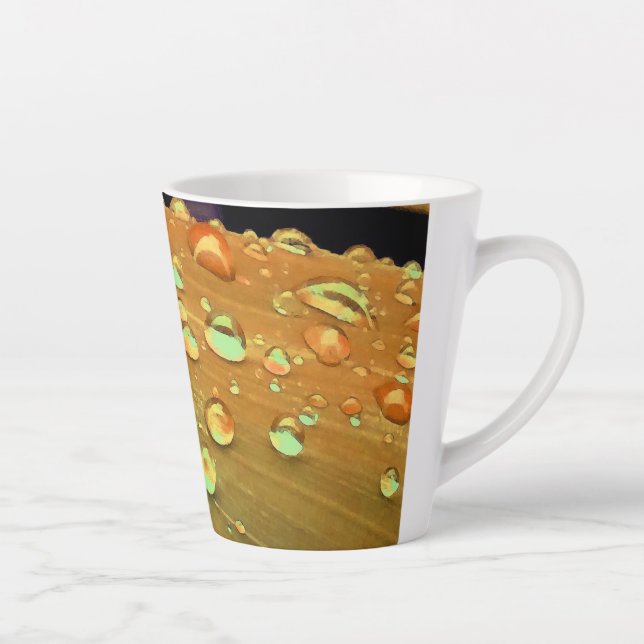 Raindrops Closeup, Spacey Rust Orange Latte Mug (Right)