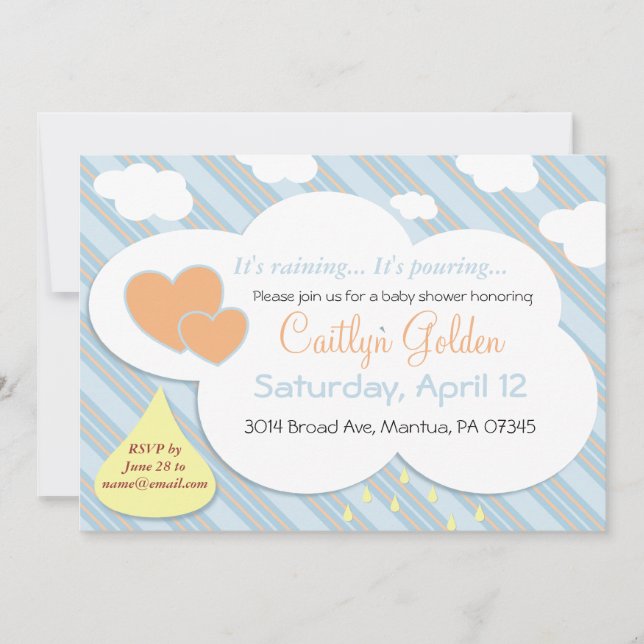 Raindrops & Clouds Baby Shower Invitation (Front)
