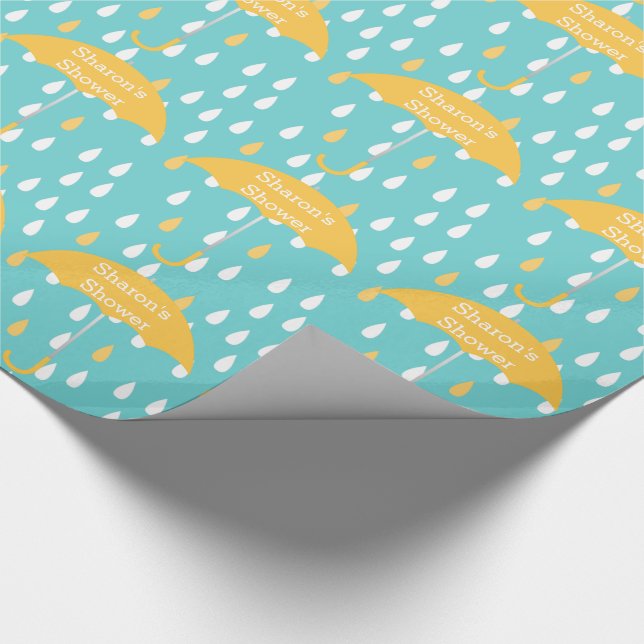 Raindrops Custom Shower Wrapping Paper (Corner)