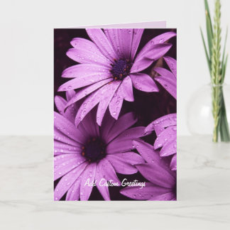 Raindrops Lilac Daisy Flower Custom Card