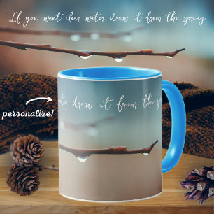 Raindrops on a tree branch mug