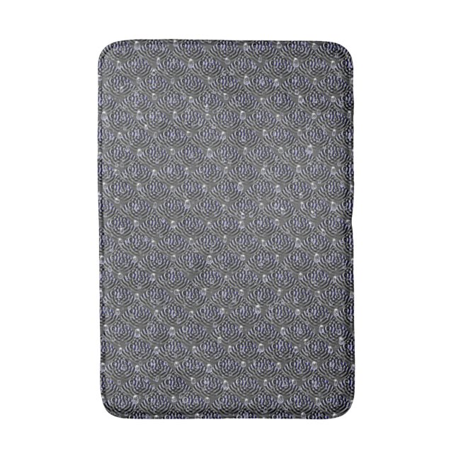 Raindrops on blue grey Metal Bath Mat (Front Vertical)