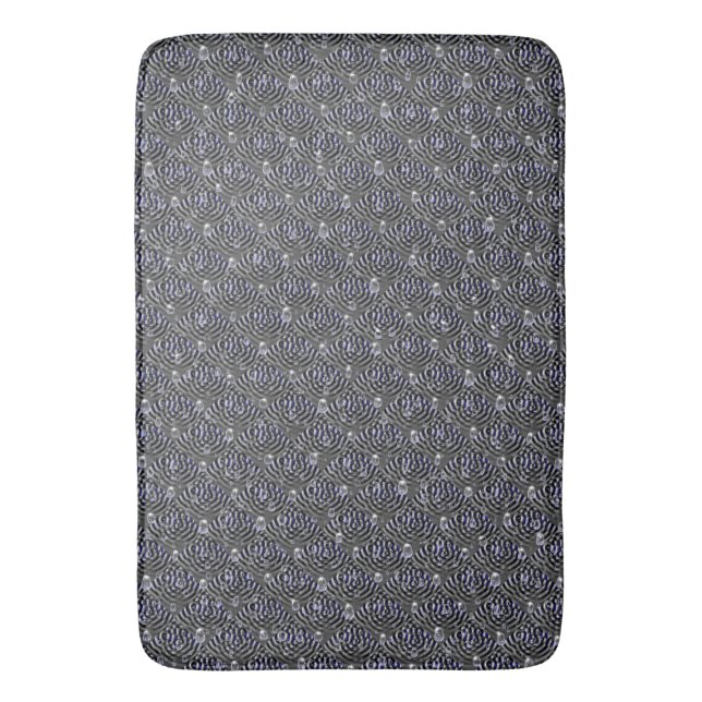 Raindrops on blue grey Metal Bath Mat (Front Vertical)