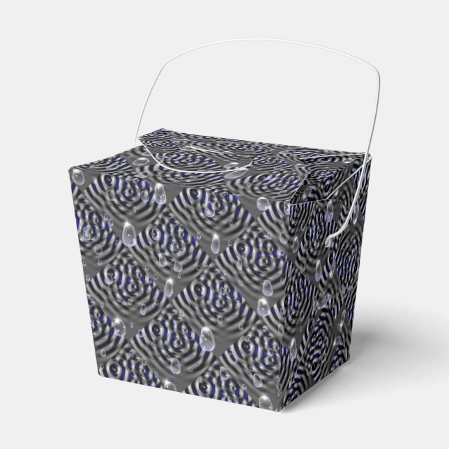 Raindrops on blue grey Metal Favour Box (Front Side)