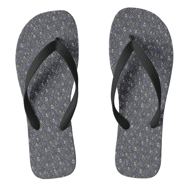 Raindrops on blue grey Metal Flip Flops (Footbed)