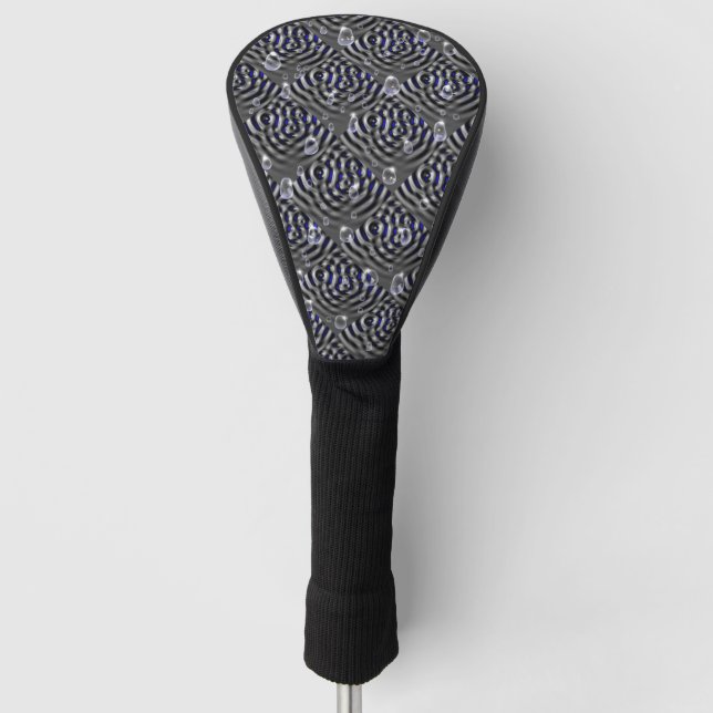 Raindrops on blue grey Metal Golf Head Cover (Front)