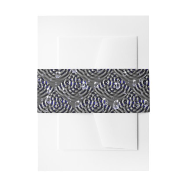 Raindrops on blue grey Metal Invitation Belly Band (Front Example)