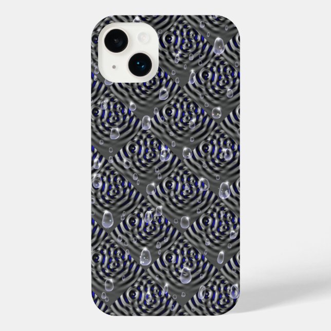 Raindrops on blue grey Metal iPhone Case (Back)