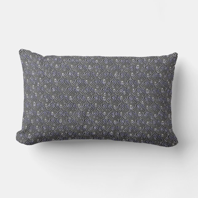 Raindrops on blue grey Metal Lumbar Cushion (Front)