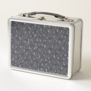 Raindrops on blue grey Metal Lunch Box