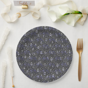 Raindrops on blue grey Metal Paper Plate