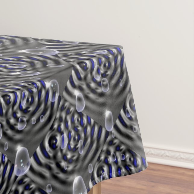 Raindrops on blue grey Metal Tablecloth (In Situ)