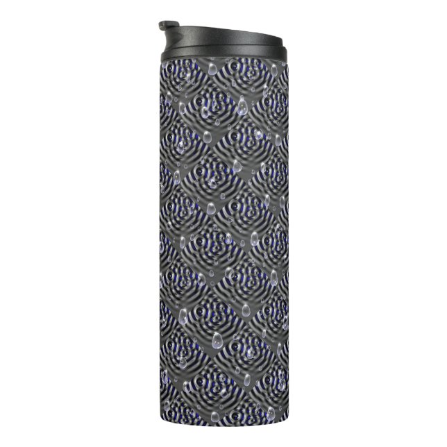Raindrops on blue grey Metal Thermal Tumbler (Rotated Right)
