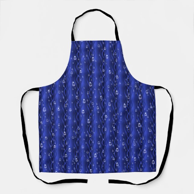 Raindrops on blue Metal Apron (Front)