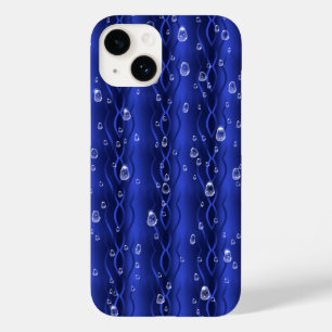 Raindrops on blue Metal Case-Mate iPhone 14 Case