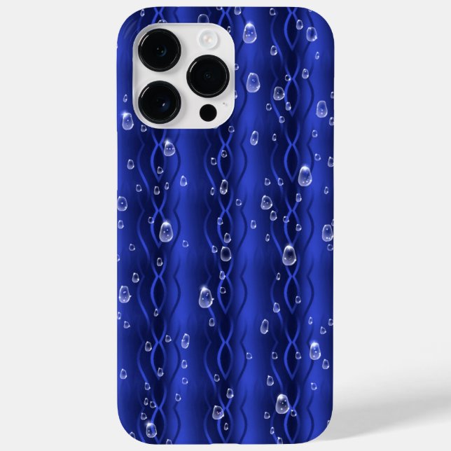 Raindrops on blue Metal Case-Mate iPhone Case (Back)