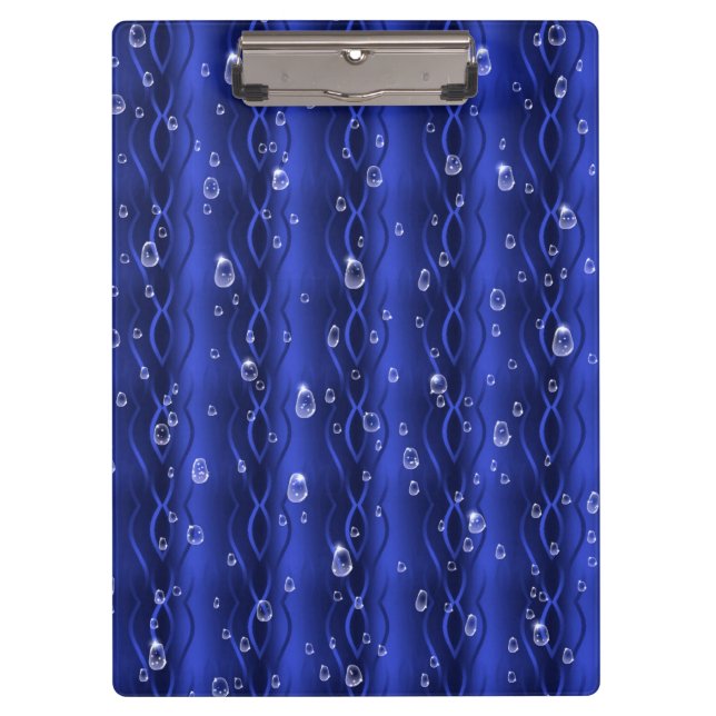 Raindrops on blue Metal Clipboard (Front)