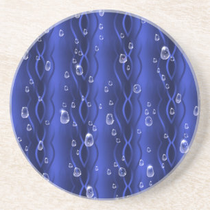 Raindrops on blue Metal Coaster