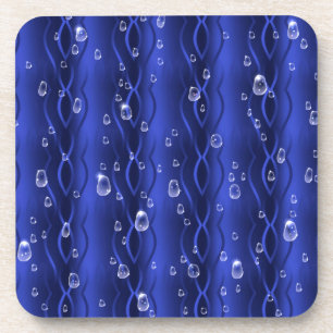 Raindrops on blue Metal Coaster