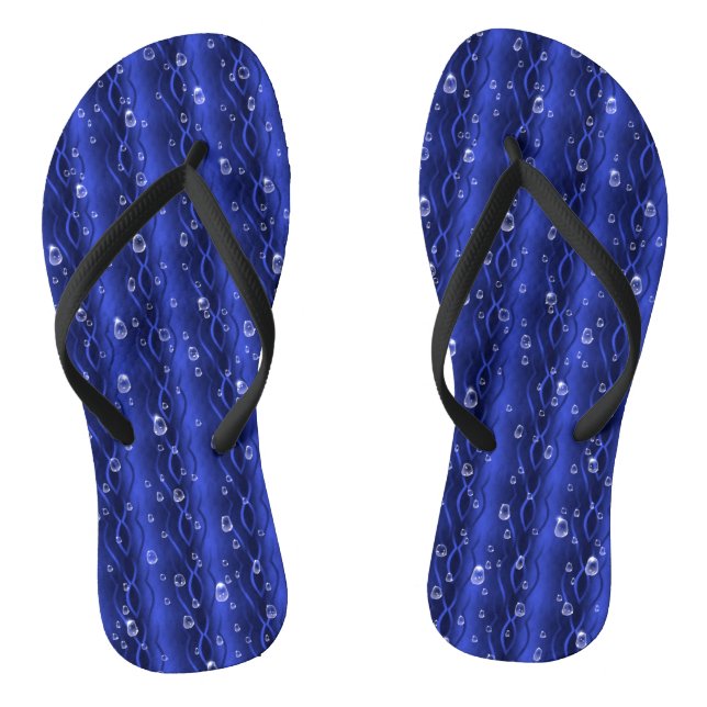 Raindrops on blue Metal Flip Flops (Footbed)