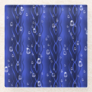 Raindrops on blue Metal Glass Coaster